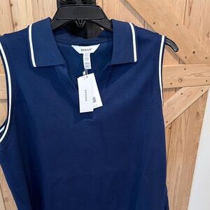 SPANX Navy Sleeveless Top with White Accents